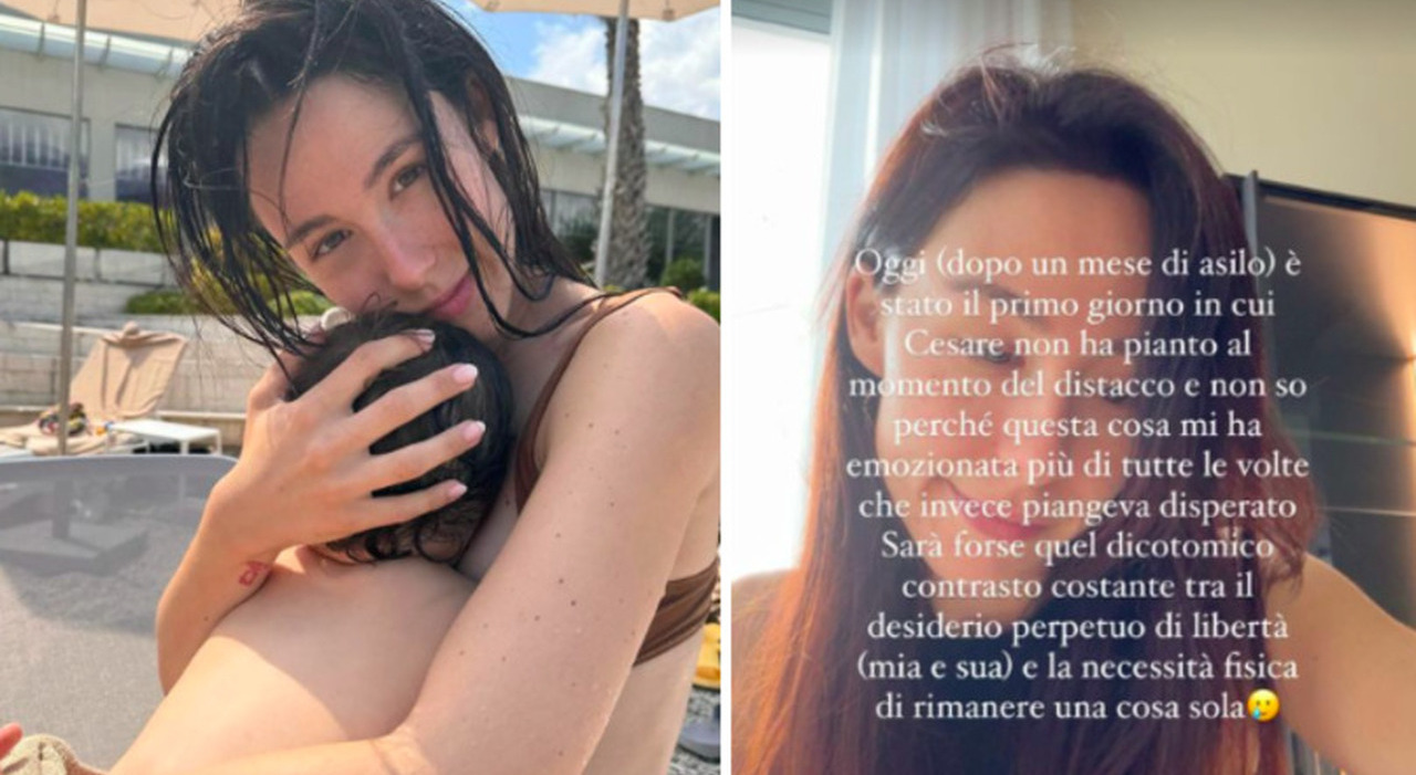 Aurora Ramazzotti emozionata per il primo giorno di asilo del figlio Cesare: la mamma social racconta