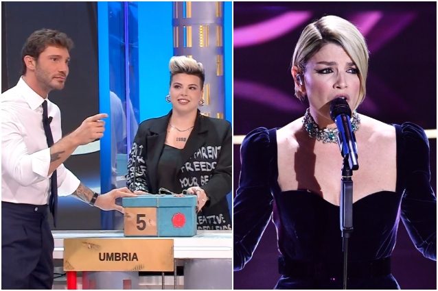 Stefano De Martino nota la somiglianza con Emma Marrone durante Affari tuoi